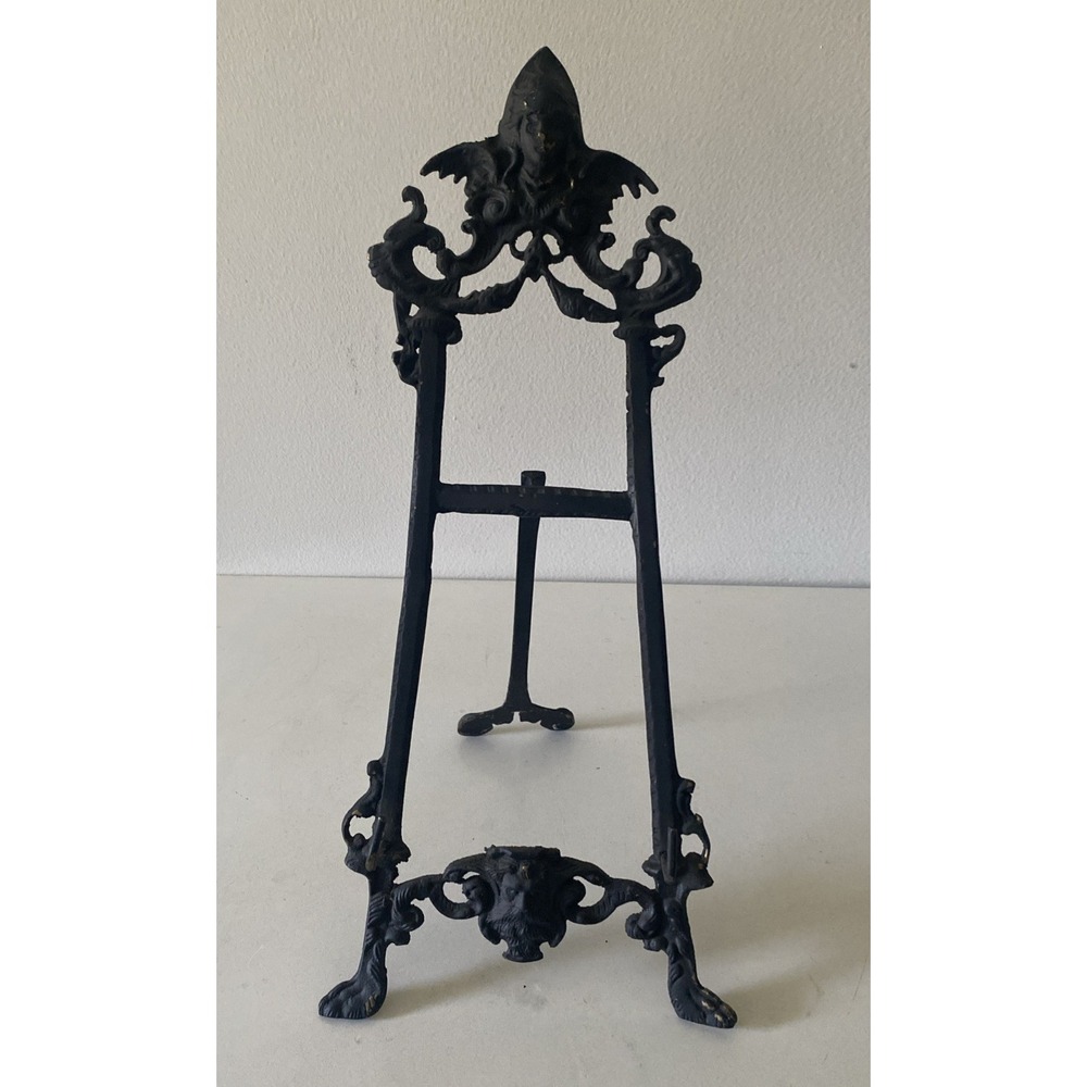 Vintage Victorian Cast Brass Ornate 18" Table Top Easel Art Nouveau Book Photo